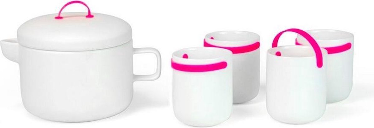 Cookut Keuken Promenade Theepot Met Theezeef En 4 Theebekers Roze