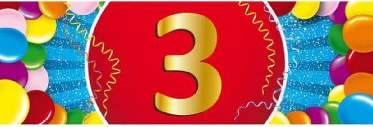 3 jaar leeftijd sticker 19 x 6 cm - 3 jaar verjaardag/jubileum versiering