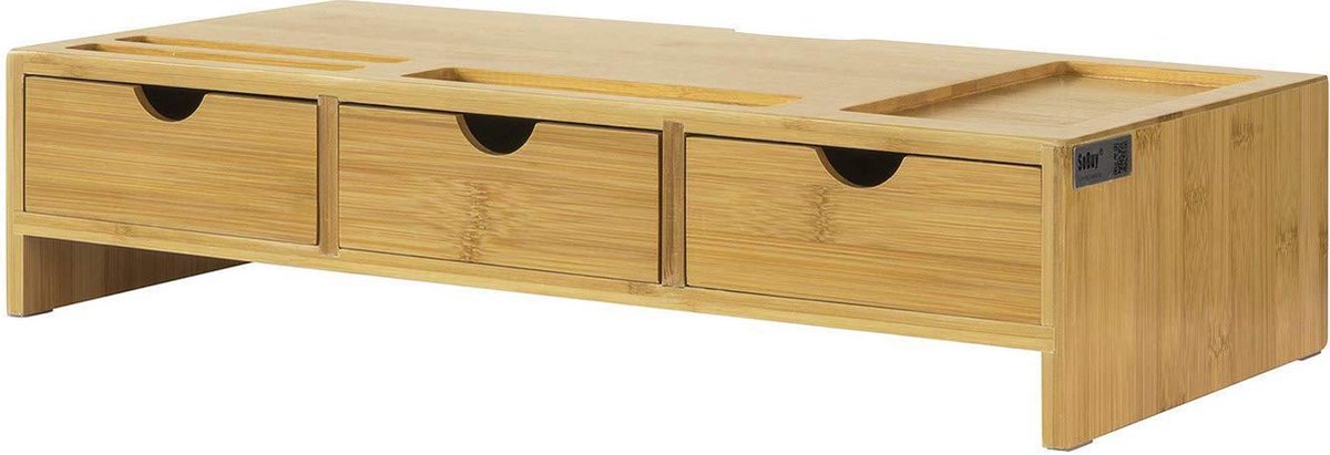 Simpletrade Monitor standaard - Monitor verhoger - Bamboe - Geïntegreerde houders - 51x12x25 cm