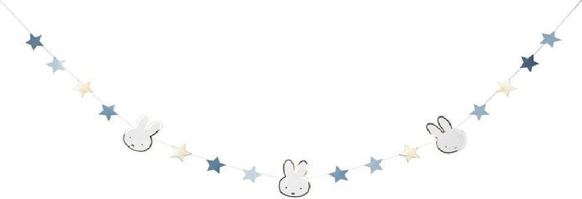 nijntje versiering verjaardag - Nijntje vlaggenlijnen versiering - Feest/verjaardag slingers kinderfeestje - Confetti Slinger Nijntje Blauw/Goud - Hoera - Letterslinger Jongen - deco slinger nijntje / deco garland miffy - babyshower versiering