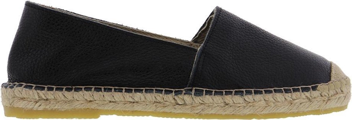 Tango | Vera 1-e black grainy leather flat basic espadrille - natural outsole | Maat: 36