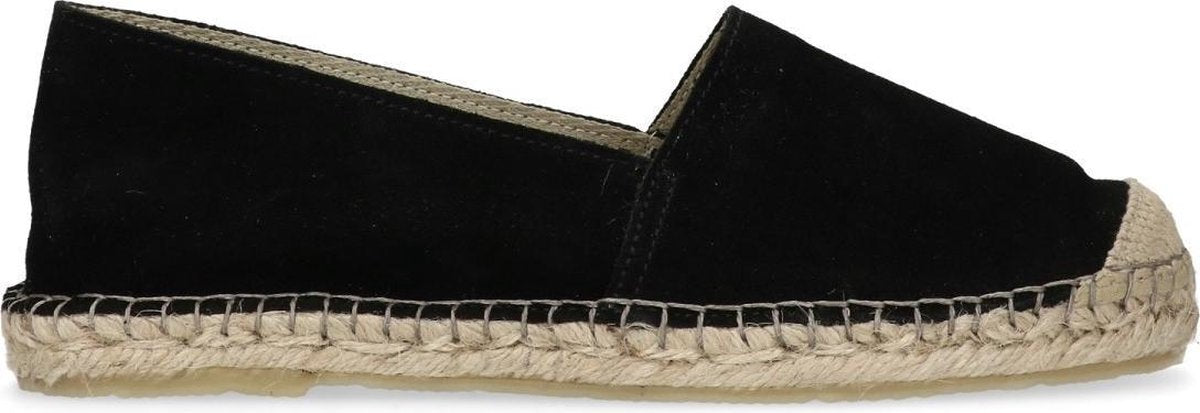 Manfield - Dames - Suède espadrilles zwart - Maat 40