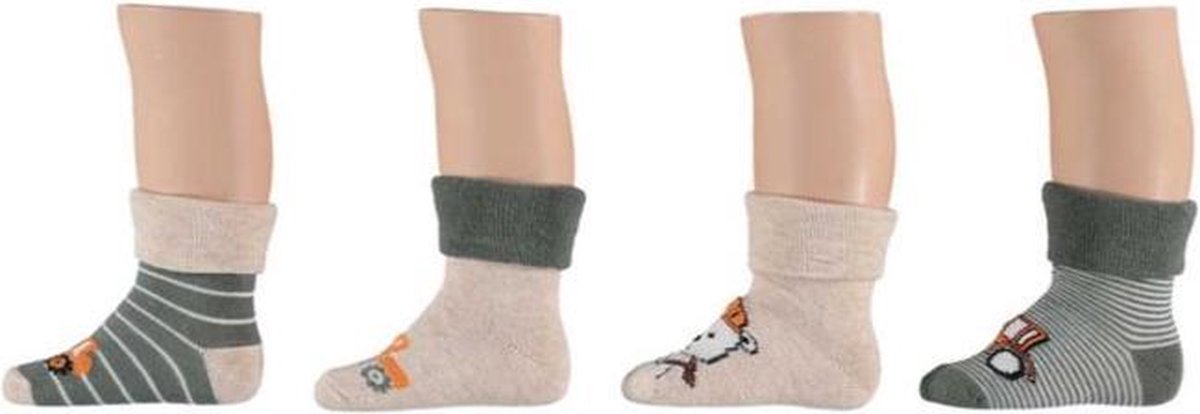 Apollo Baby Terry Socks Bouwer Groen/Ecru | 4 Paar