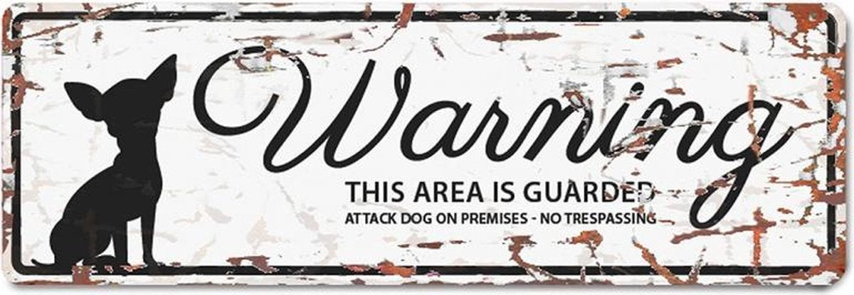 D&D Waakbord / Warning sign mini chihuahua gb Wit 12x4cm