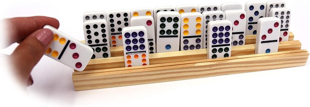 Houder voor speelkaarten & dominostenen - 4st - 26x6cm - Hout