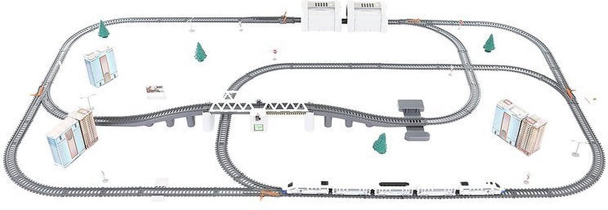 XXL Elektrische Treinbaan Set - Set Met Trein Met Locomotief & Wagons - Speelgoedtrein Spoorbaan Rails - Spoorweg Treinset Electrisch - Treinset – 86 Delig