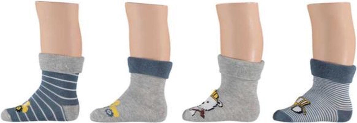 Apollo Baby Terry Socks Bouwer Blauw/Grijs | 4 Paar