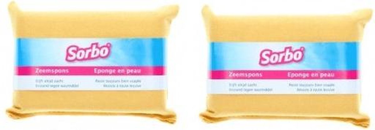 2x Sorbo ramen/huishoud zeemsponzen 11 x 7 x 3 cm - Schoonmaak zemen - zeemsponzen