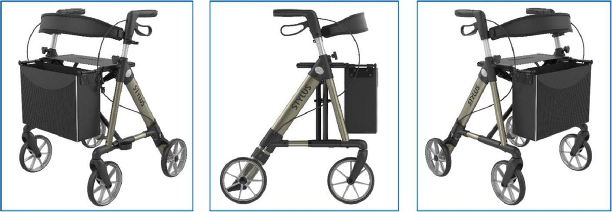 Stylus rollator Rehasense Champagne - aluminium - compleet met stokhouder