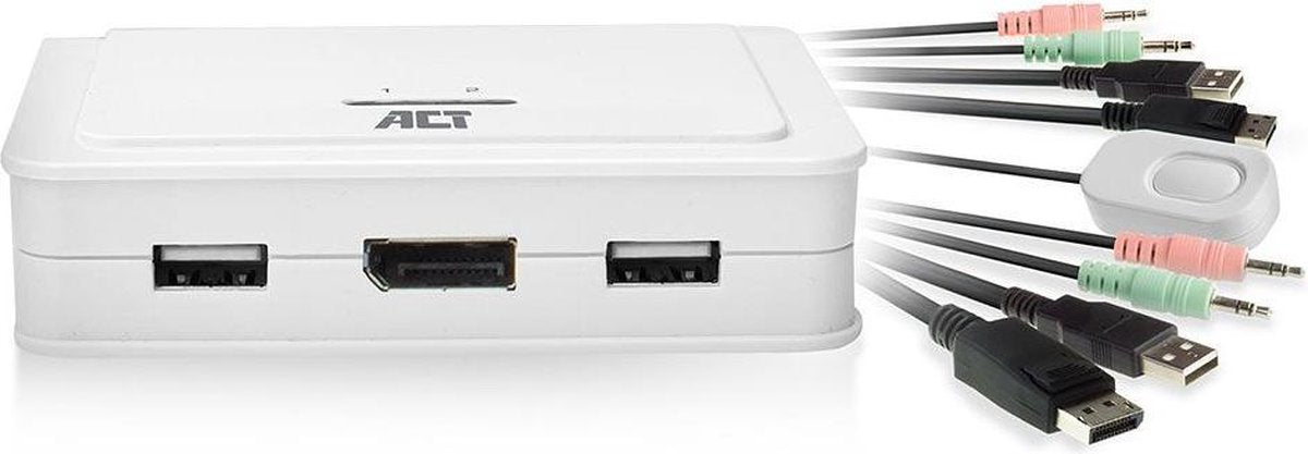 ACT AC7900 DisplayPort 4K KVM Switch - met Audio - inclusief Kabels