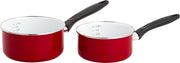 Lite-Body - Back to Basics - Pannenset - Emaille - 2-delig - Steelpan Ø 16cm en Ø 18 cm - Robijn rood