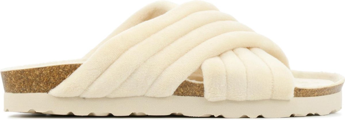 Mace Vrouwen Stoffen Pantoffels / Damesschoenen Harde zool Sloffen - M1051 - Beige - Maat 39
