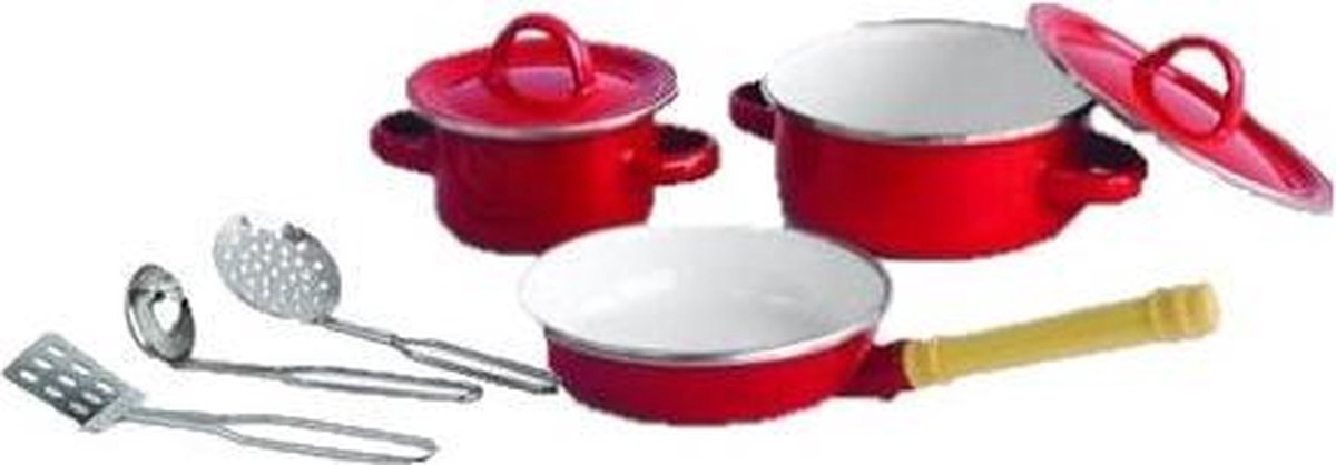 Simply for Kids - Pannenset - Emaille - Rood - 8dlg.