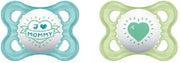 MAM Fopspeen Decor Message - 0-6 maanden - Siliconen - Sterilisatiedoos - Set van 2 - Mommy groen