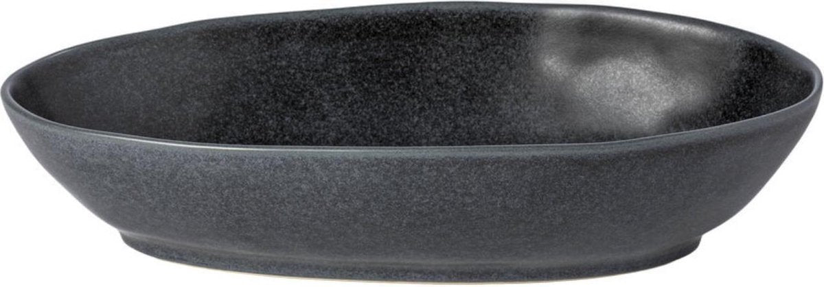 Costa Nova - servies - ovale ovenschaal Livia - mat zwart - aardewerk - 32 cm - H 7 cm