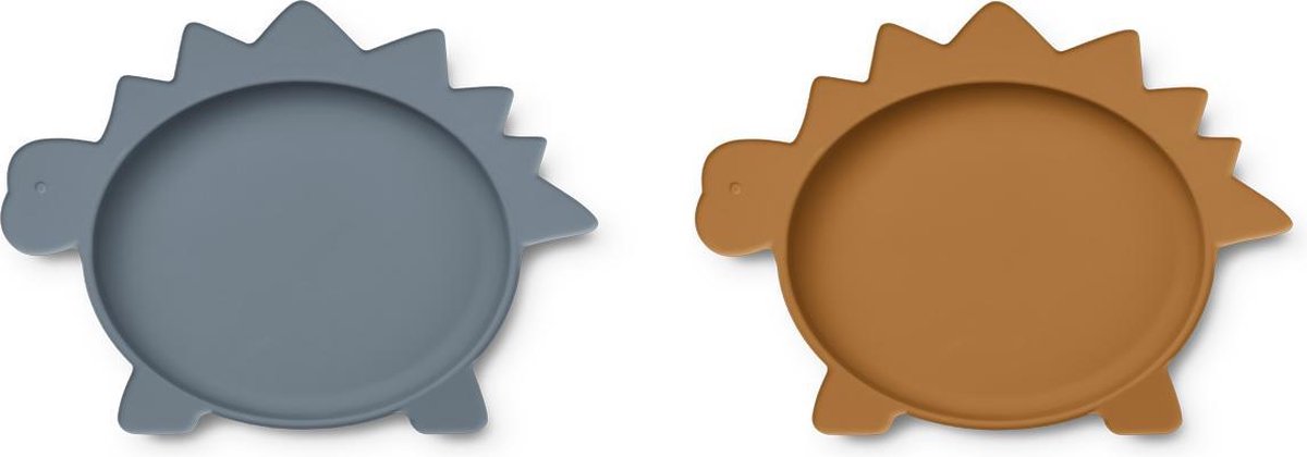 2 siliconen bordjes Dino Blue Wave / Mustard Mix | Liewood