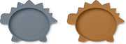 2 siliconen bordjes Dino Blue Wave / Mustard Mix | Liewood