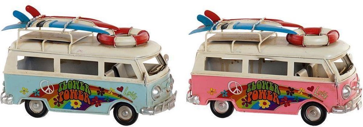 Voertuig DKD Home Decor Decoratief Metaal Bus (2 pcs) (16 x 6.5 x 10 cm)
