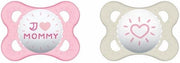 MAM Fopspeen Decor Message - 0-6 maanden - Siliconen - Sterilisatiedoos - Set van 2 - Mama roze Mom