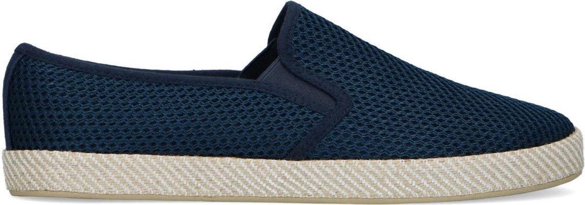 Sacha - Heren - Donkerblauwe canvas loafers met gewoven touwzool - Maat 43