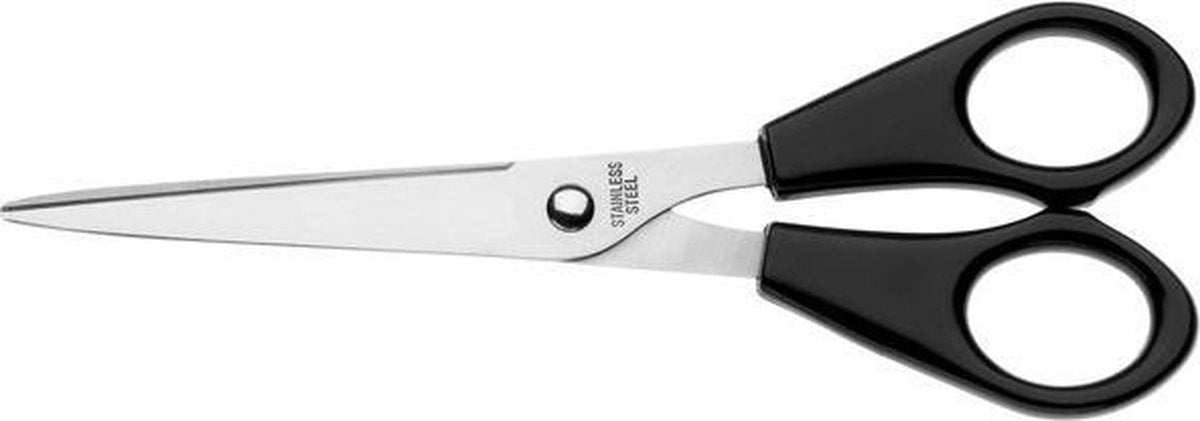 schaar 15cm staal met kunststof grip in polybag
