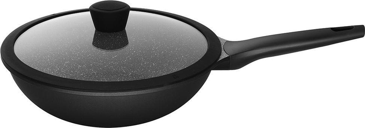 Sola Wokpan Fair Cooking - Ø 30 cm - Zwart/wit  - Inclusief deksel