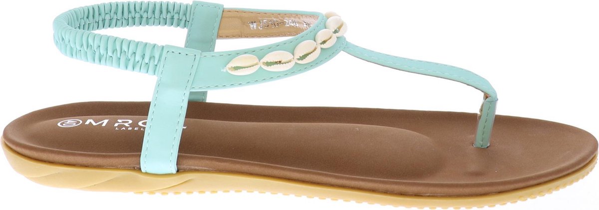 Mrch Label Nikki Slippers Dames - Mintgroen - Schelpjes - Maat 36