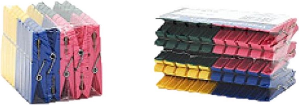 300x Gekleurde wasknijpers 7 cm kunststof  - Wasgoedknijpers - Was doen artikelen - Was ophangen/uithangen knijpers