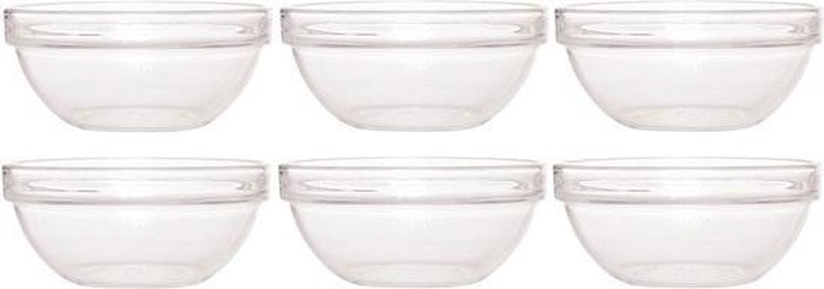 6x Salade schaaltjes/slakommetjes van glas 12 cm - Schalen en kommen - Keuken accessoires