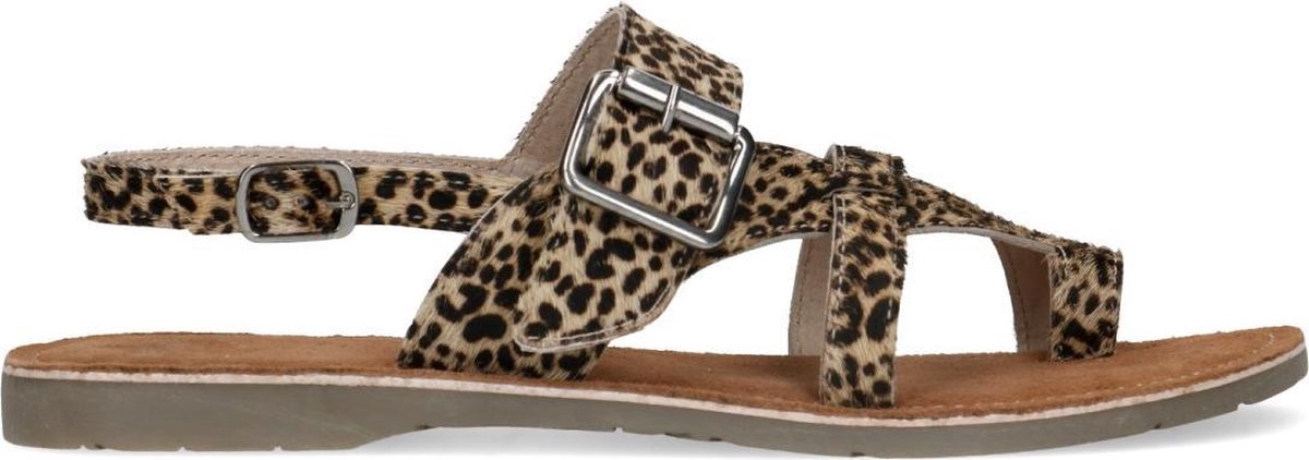 Manfield - Dames - Cheetahprint sandalen met gesp - Maat 39