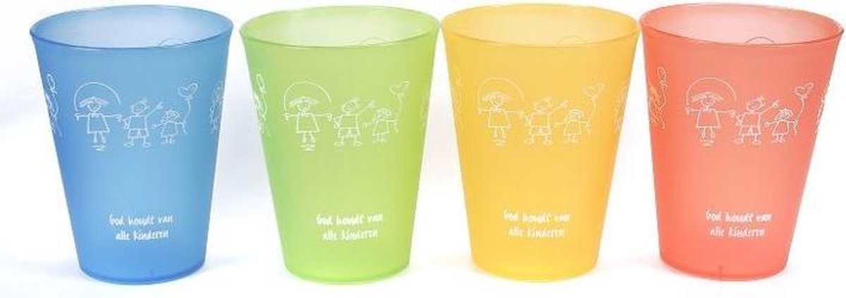 Kinderbeker - God houdt van alle kinderen - Kunststof - Beker - Blauw