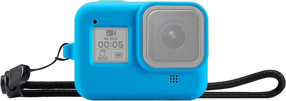 PULUZ siliconen beschermhoes met polsband voor GoPro HERO8 zwart (blauw)