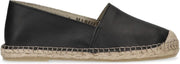Manfield - Dames - Zwarte leren espadrilles - Maat 38