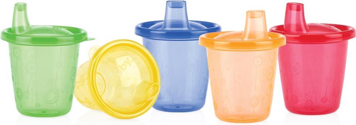 Nûby Drinkbekers met Tuit - Herbruikbaar - Verschillende kleuren - 6 Stuks