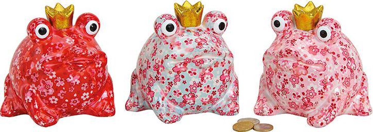 Spaarpot kikker met kroon roze / rood 