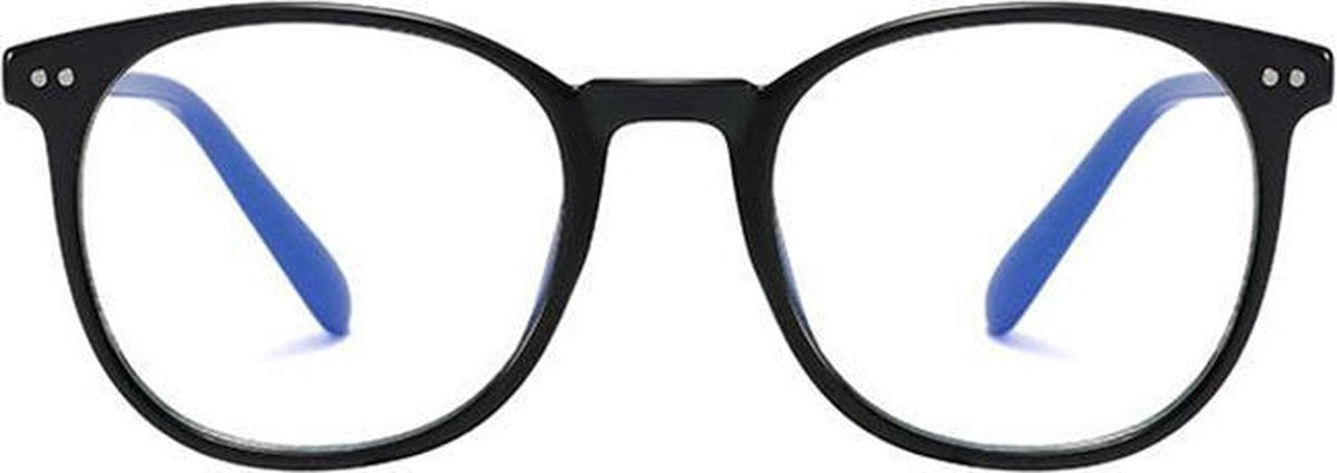 Computerbril - Anti Blauwlicht Bril - Rond Retro Model - Zwart
