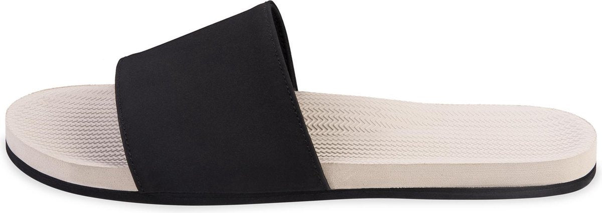Indosole Slides Color Combo Dames Slippers - Zand/Zwart - Maat 35/36