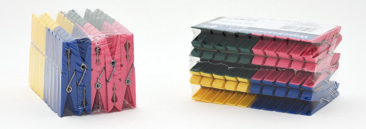 50x Gekleurde wasknijpers 7 cm kunststof  - Wasgoedknijpers - Was doen artikelen - Was ophangen/uithangen knijpers