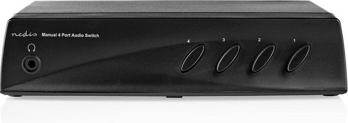 Analoge Audioswitch | 4x (2x RCA Stereo Female) - 1x RCA Stereo Female + Uitgang Koptelefoon Female | Zwart