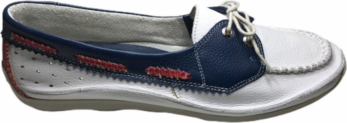 Softwaves veter moncassin 46935 wit blauw rood mt 45