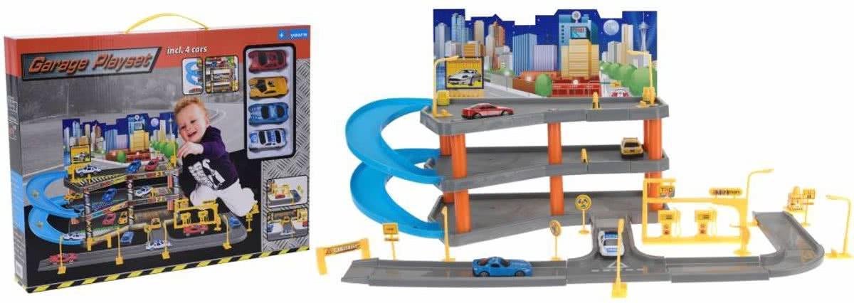 Parkeergarage Speelset met 4 auto'sStuntwinkel