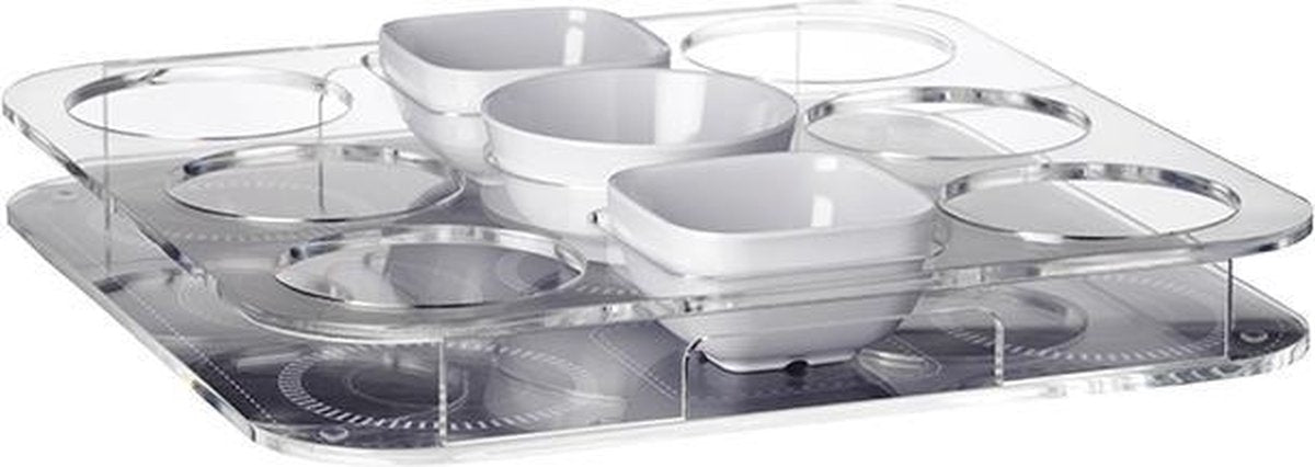 Marine Business Party Dienblad met Houder voor 6 Glazen en 3 Schaaltjes 34 x 34 cm