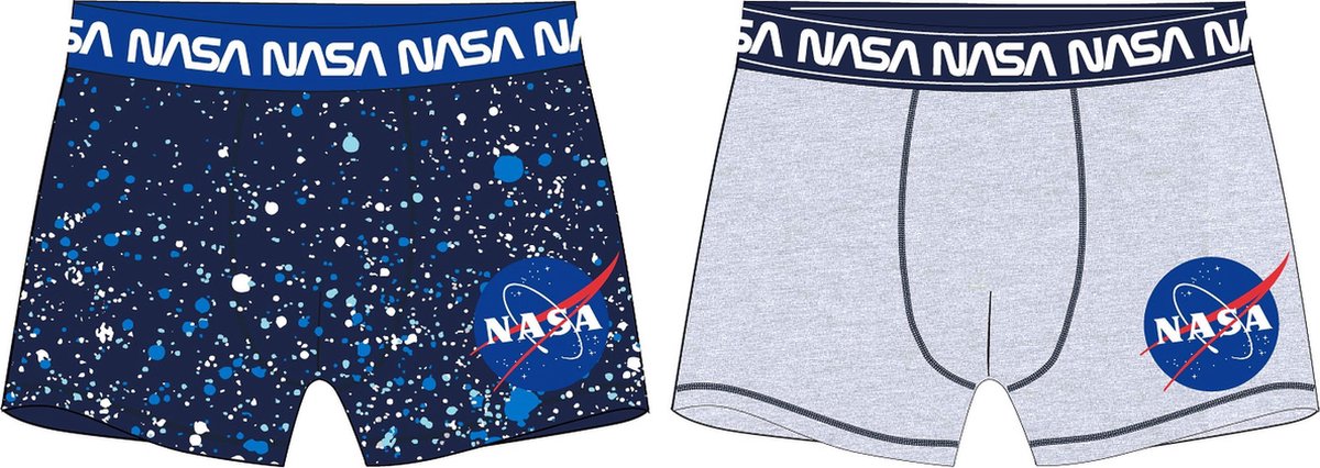 Nasa Kinder Boxershort 2-pak Maat 134/140 Blauw/Grijs