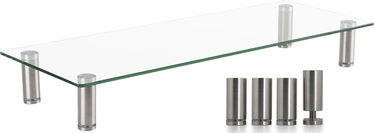 Monitor beeldscherm verhoger hoogte verstelbaar aluminium glas