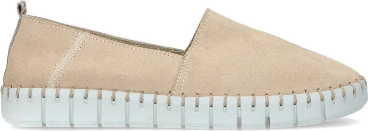 Manfield - Dames - Beige suède espadrilles met rubber zool - Maat 42