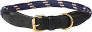 DW4Trading® Weatherbeeta lederen honden halsband navy-bruin maat S