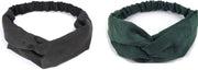 Set 2 stuks | Suède dames haarbanden - groen - zwart | Dames - tieners - meisjes haarbandjes