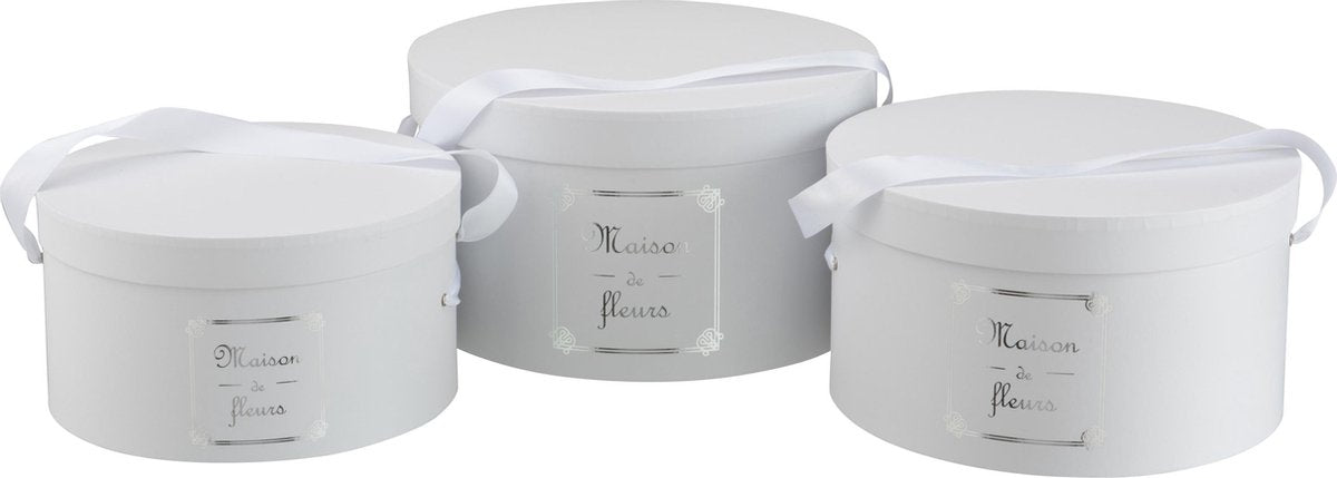 J-Line Set Van 3 Dozen Rond Maison Papier Wit/Zilver