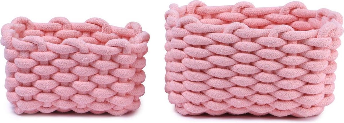 Baytex Gevlochten Manden Set Sierra Roze