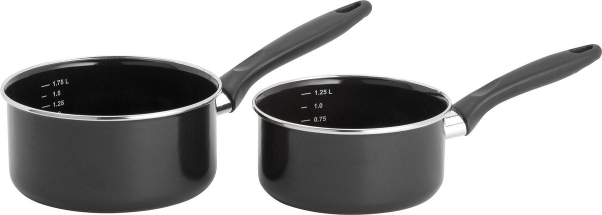 Lite-Body 2 delige steelpannenset - Ø16 CM en Ø18 CM - Zwart